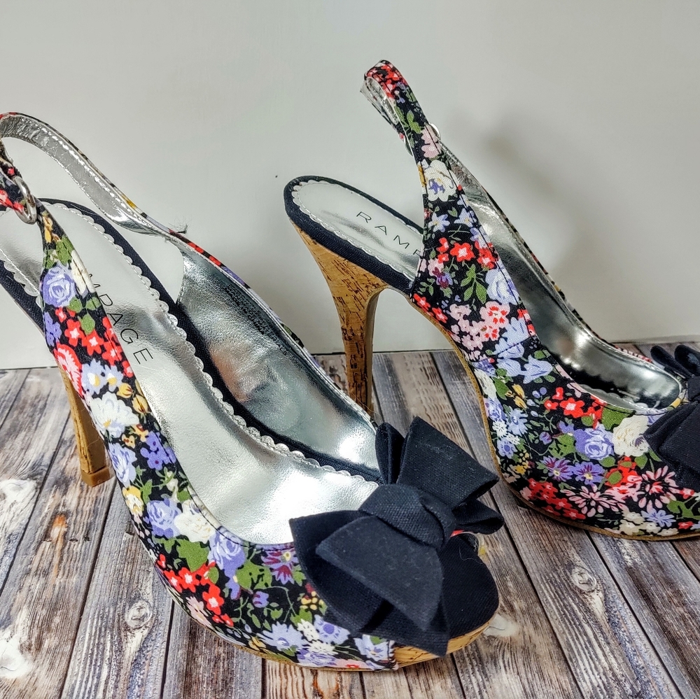 Rampage Cork Peep Toe Heels